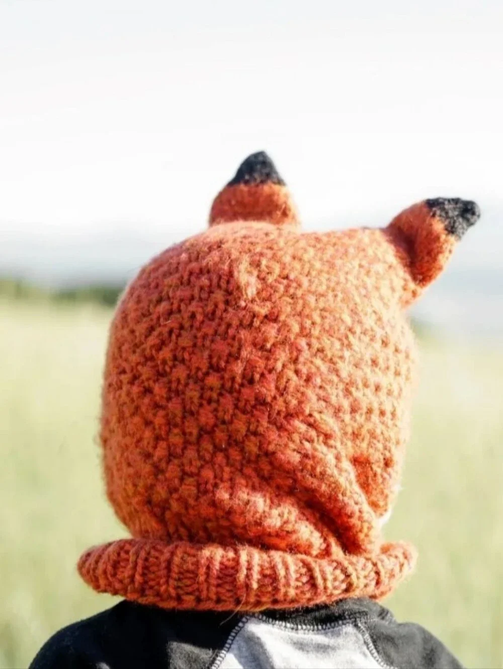 NWOT Andes Gifts partial wool blend cozy orange knit balaclava with fox ears